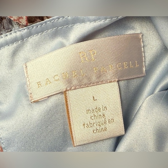 Rachel Parcell Blue & Pink Floral Blouse Women LS Lined Size L EUC Coquette Chic - Picture 8 of 13